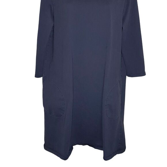 Garnet Hill Shirt Dress Womens 14 (Large) Blue Stretch Pockets Organic Cotton - Picture 7 of 10